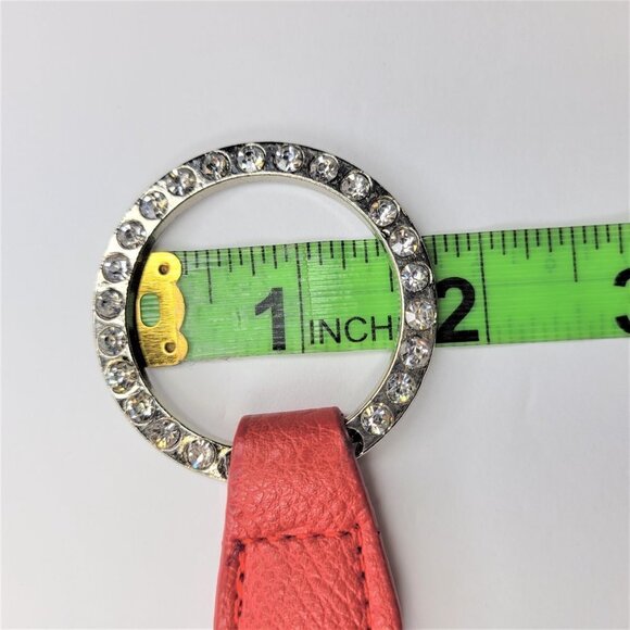 WOMENS Red Stretch Belt Bling Crystals Buckle Elasticized Band Belt - Picture 9 of 16